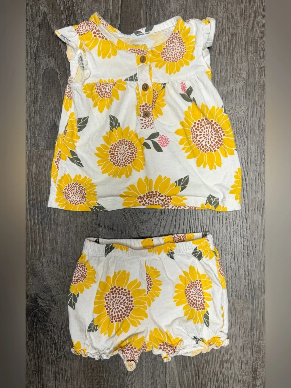 Carter's White & Yellow Sunflower Girls Set
